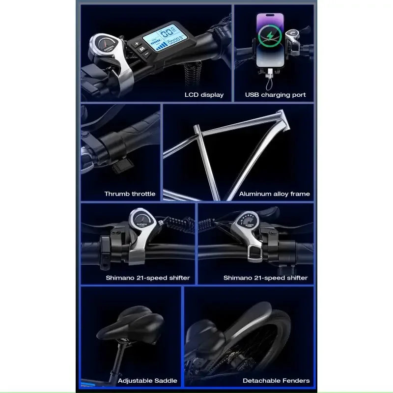Elektrische fiets 750W motor 48V17.5Ah verwijderbare accu