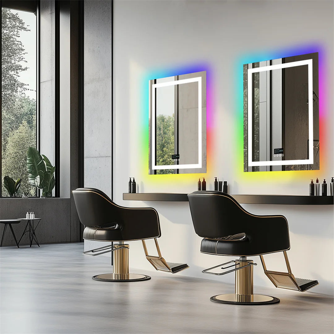 LED-badeværelsesspejl med Bluetooth-højttalere – eksklusivt toilet-spejl med RGB-lys