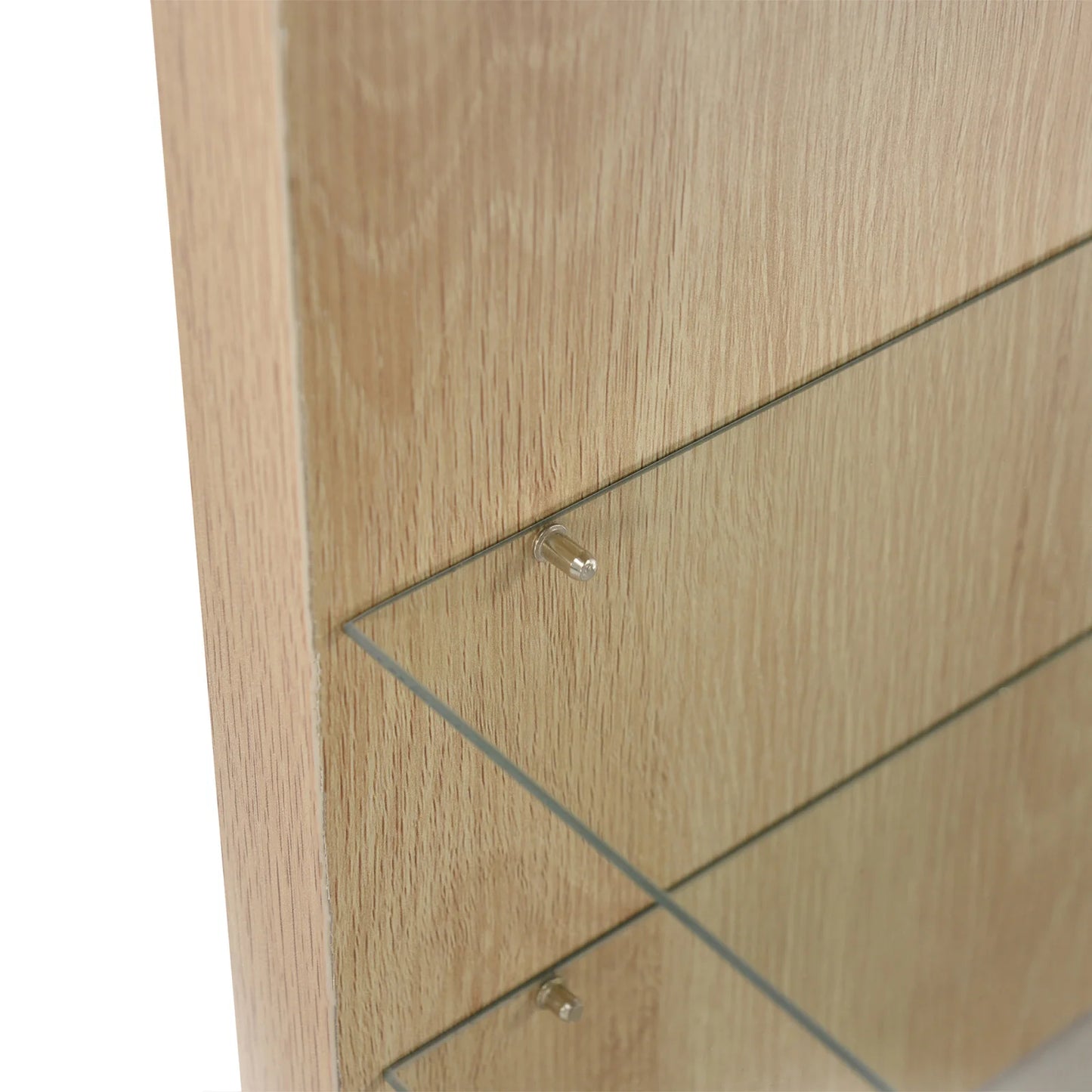 Moderner TV-Schrank mit 3 Fächern in Holzoptik, Glasböden und LED-Beleuchtung für Zuhause