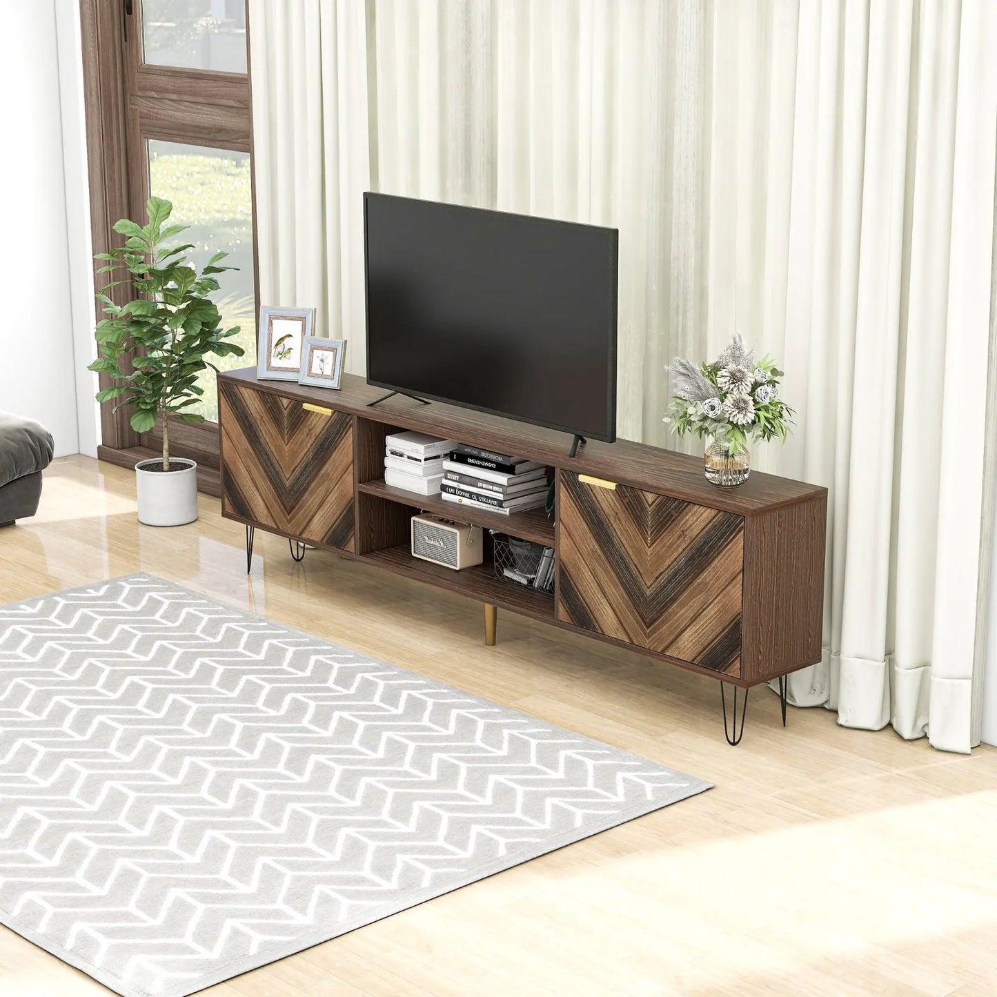 Moderne tv-tafel in houtlook 