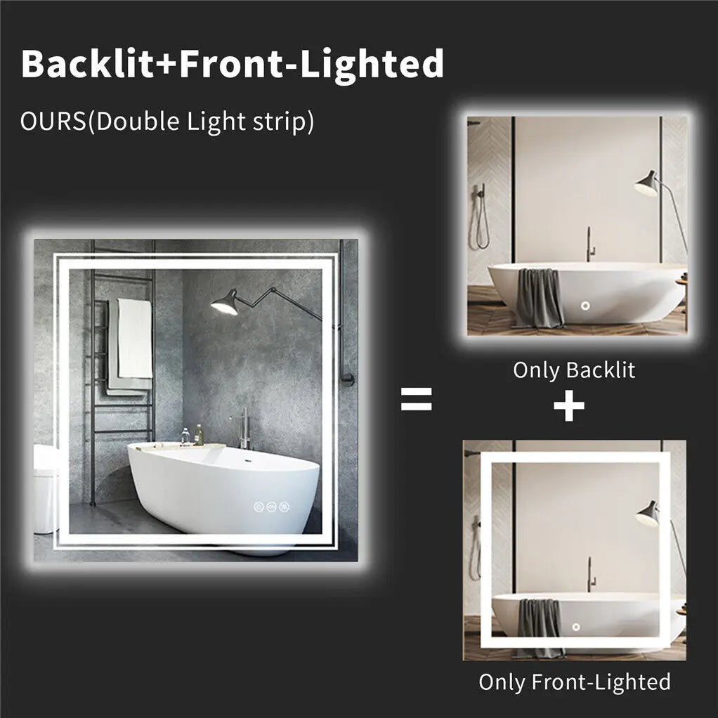 Smart Anti Dug Firkantet spejl Front- & Back LED-Lys