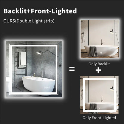 Smart Anti Dug Firkantet spejl Front- & Back LED-Lys